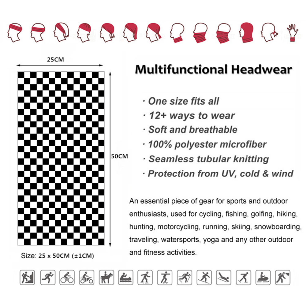 Checkered Ska Printed Headband - Cycling Gear For Men 리뷰 및 가격